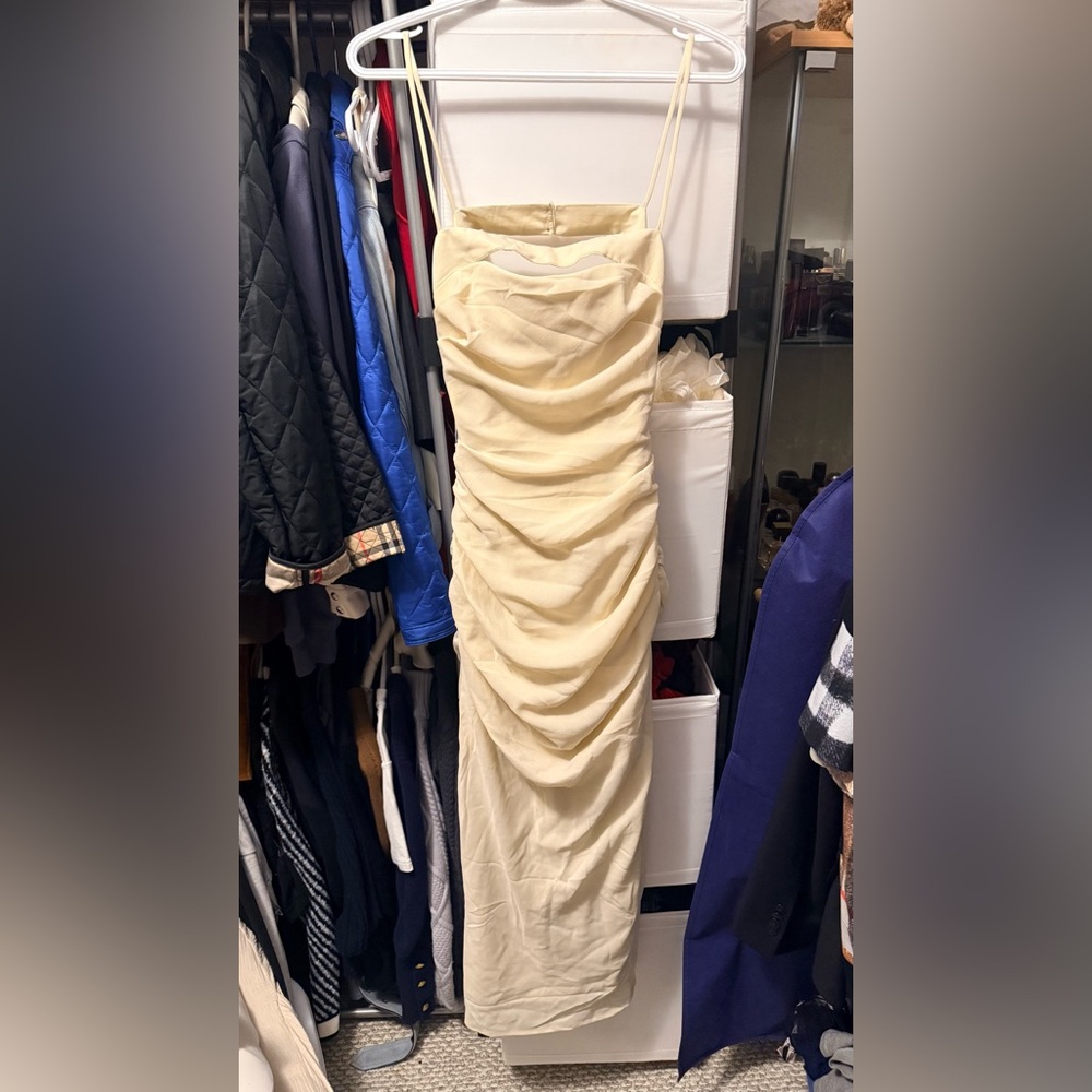Elegant Cream Ruched Dress